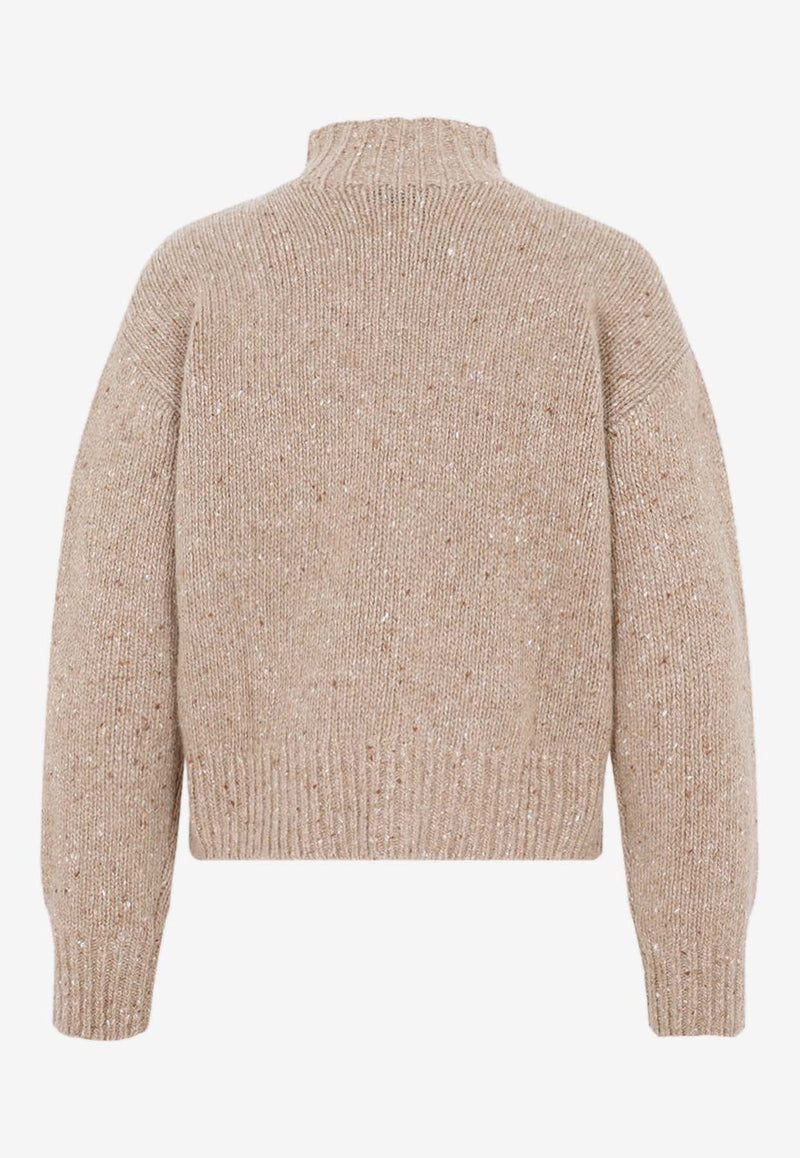 Bouclé Cashmere High-Neck Sweater