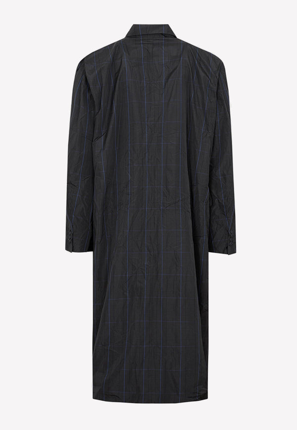 Checkered Long Nylon Raincoat