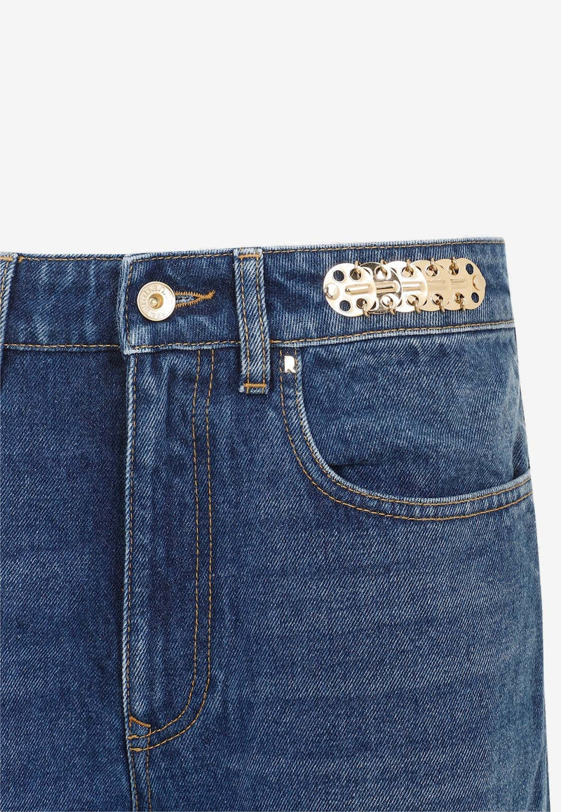 Wide-Leg Faded Jeans