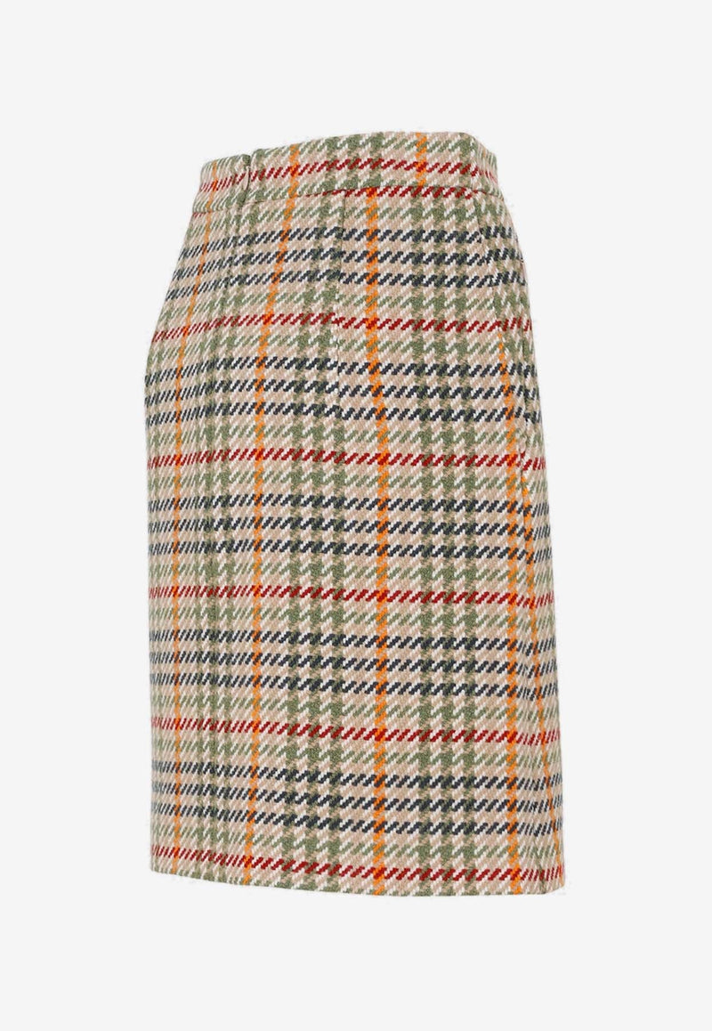 Checked Wool Mini Skirt