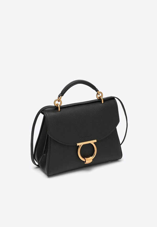 Gancini Leather Top Handle Bag