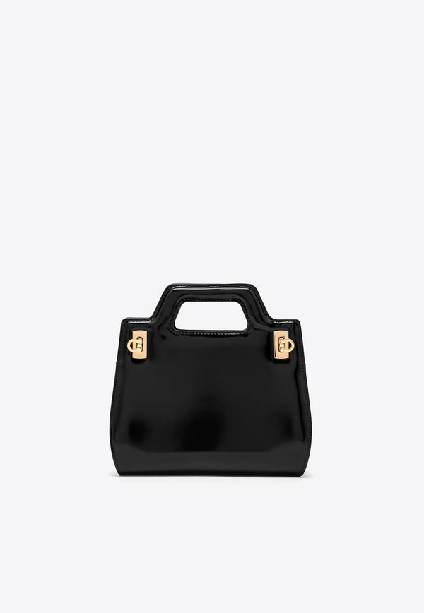 Wanda Patent Leather Top Handle Bag
