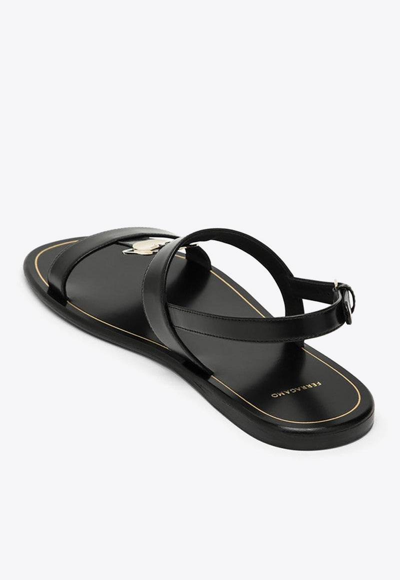 Capri Nappa Leather Flat Sandals with Vara Bow
