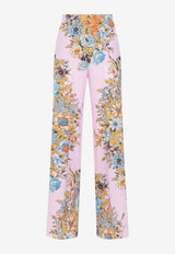 Floral Print Silk Pants