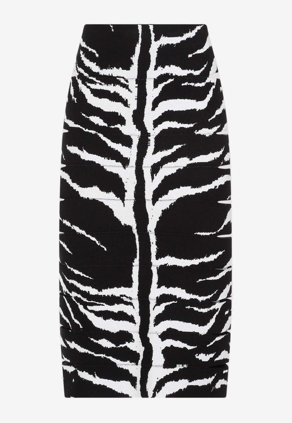 Zebra Print Pencil Midi Skirt