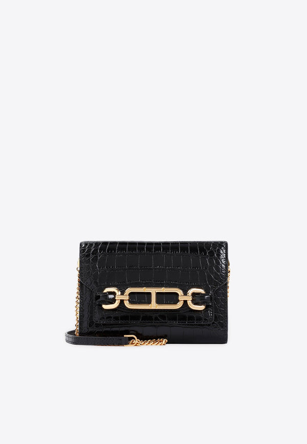 Croc-Embossed Calf Leather Clutch