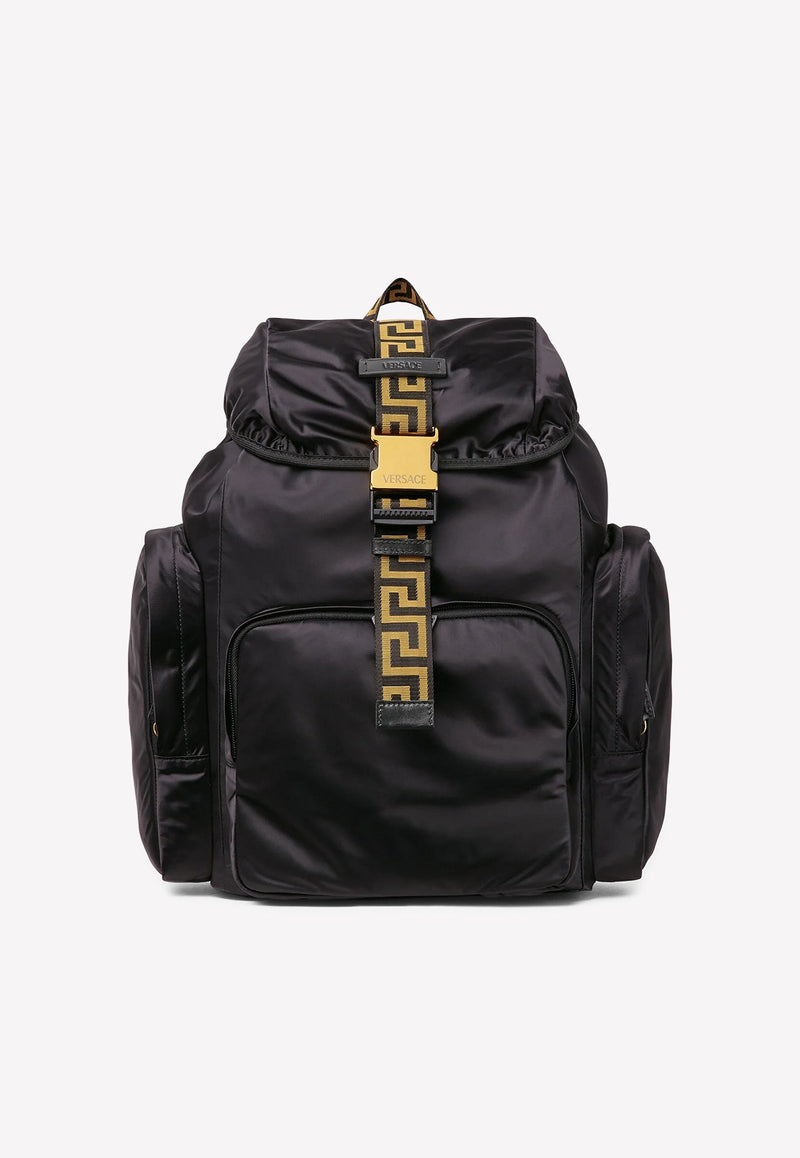 Greca Pattern Trim Backpack