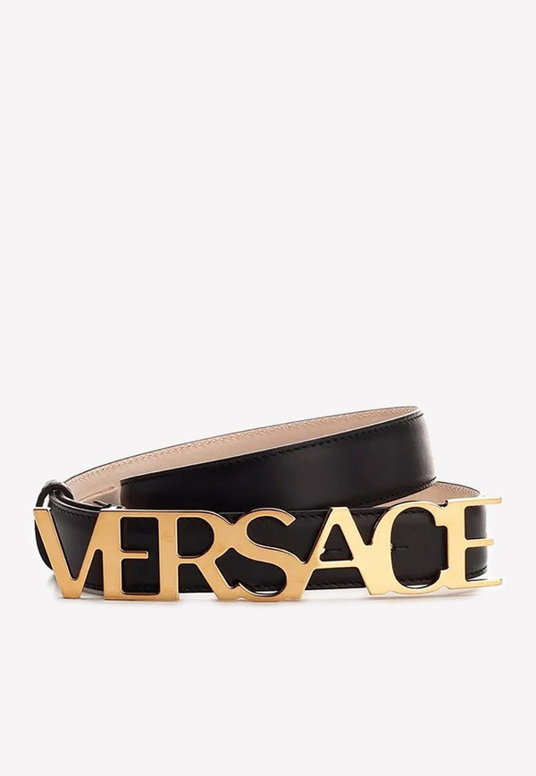 Logo Buckle Leather Belt