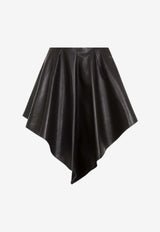 Asymmetric Mini Leather Skirt