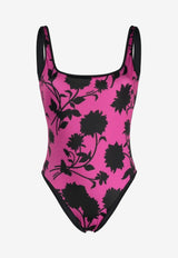 Floral Print Reversible One-Piece Swimsuit