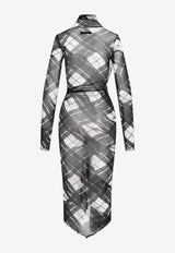 Distorten Tartan Print Maxi Dress