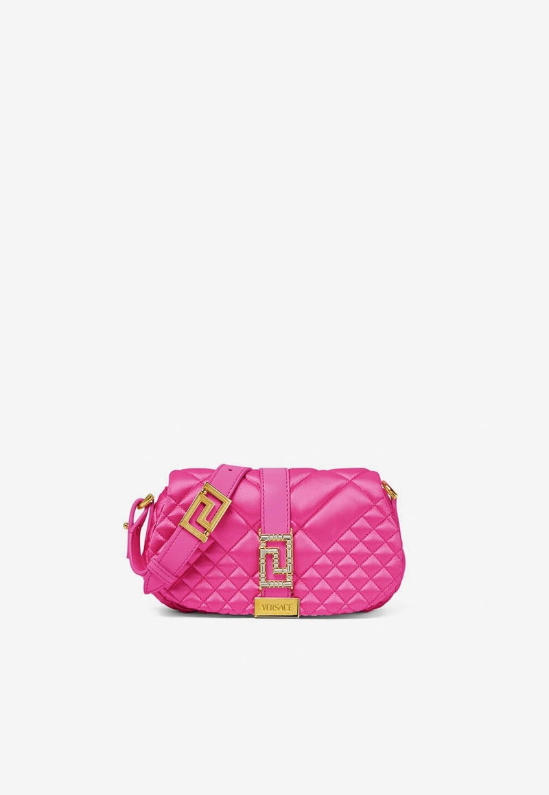 Mini Greca Goddess Quilted Satin Shoulder Bag