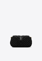 Mini Greca Goddess Crystal-Embellished Shoulder Bag in Velvet