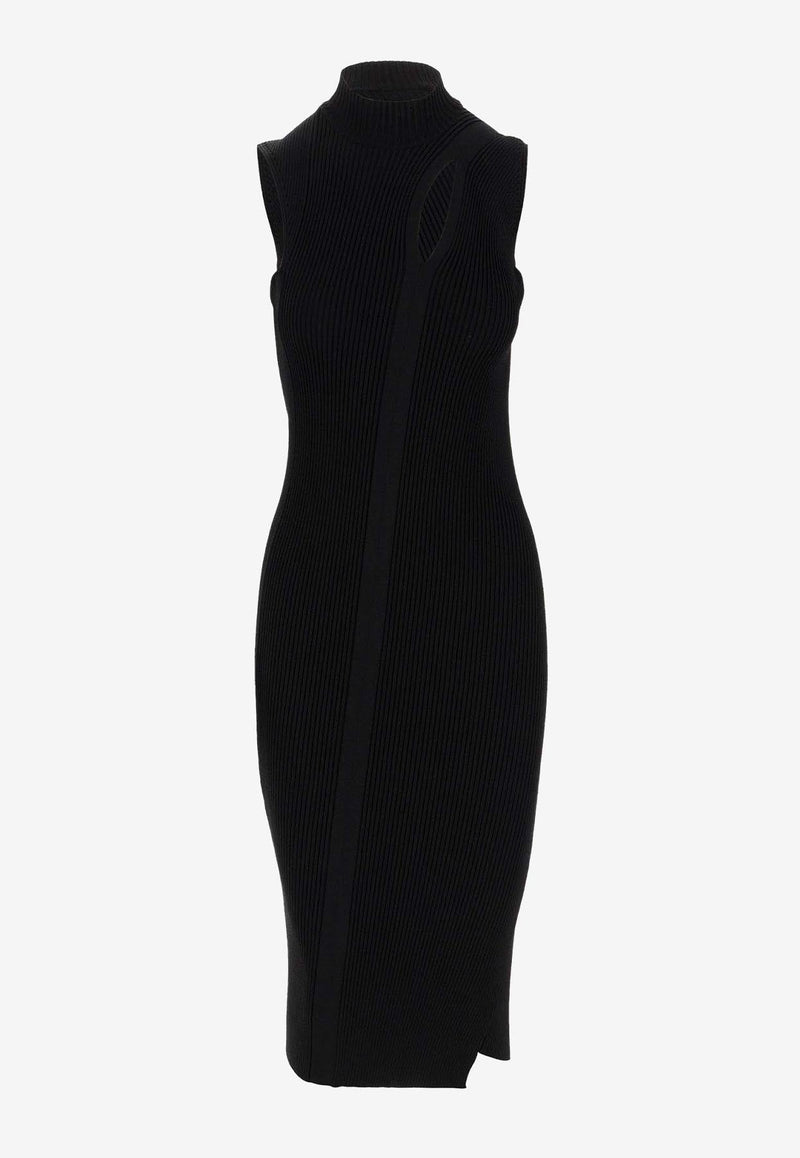 Slash Cut-Out Turtleneck Midi Dress