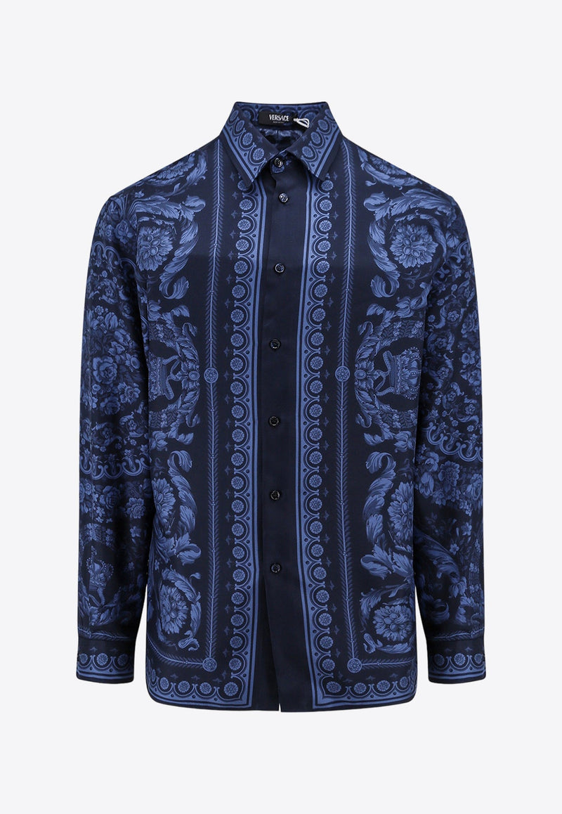 Barocco Print Long-Sleeved Silk Shirt