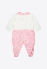 Baby Girls Baroque-Print Paneled Onesie