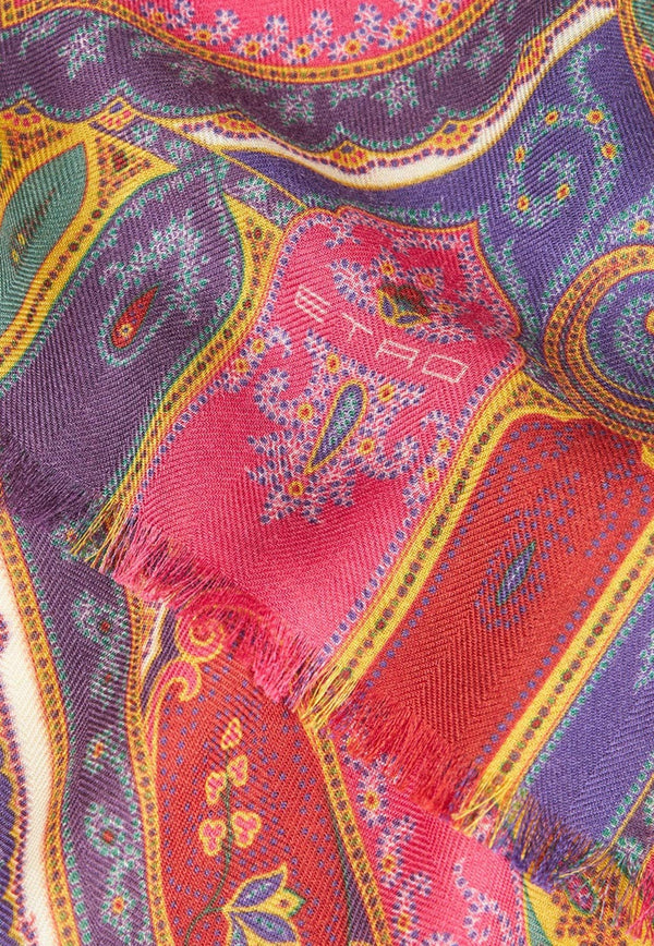 Paisley Print Scarf in Silk and Cashmere