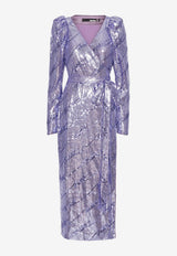 Sequined Midi Wrap Dress