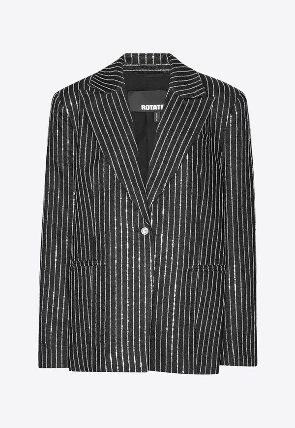 Sequin Pinstriped Single-Breasted Blazer