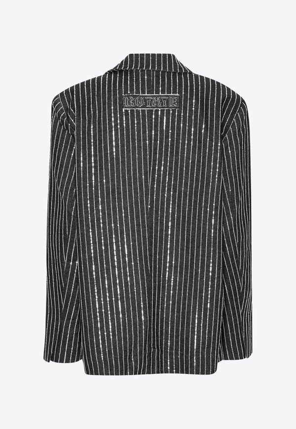 Sequin Pinstriped Single-Breasted Blazer