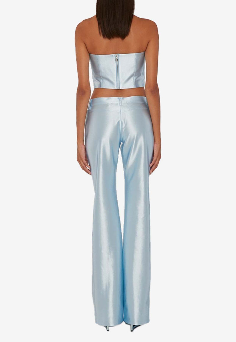 Shiny Low-Rise Flared Pants