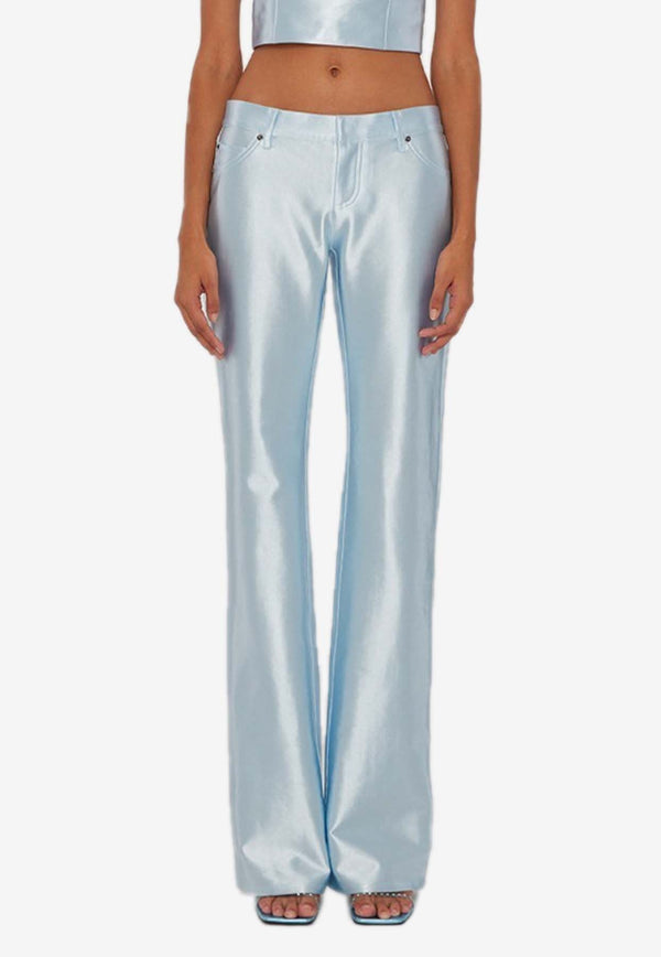 Shiny Low-Rise Flared Pants