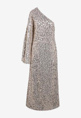 Sequined One-Shoulder Maxi Dress