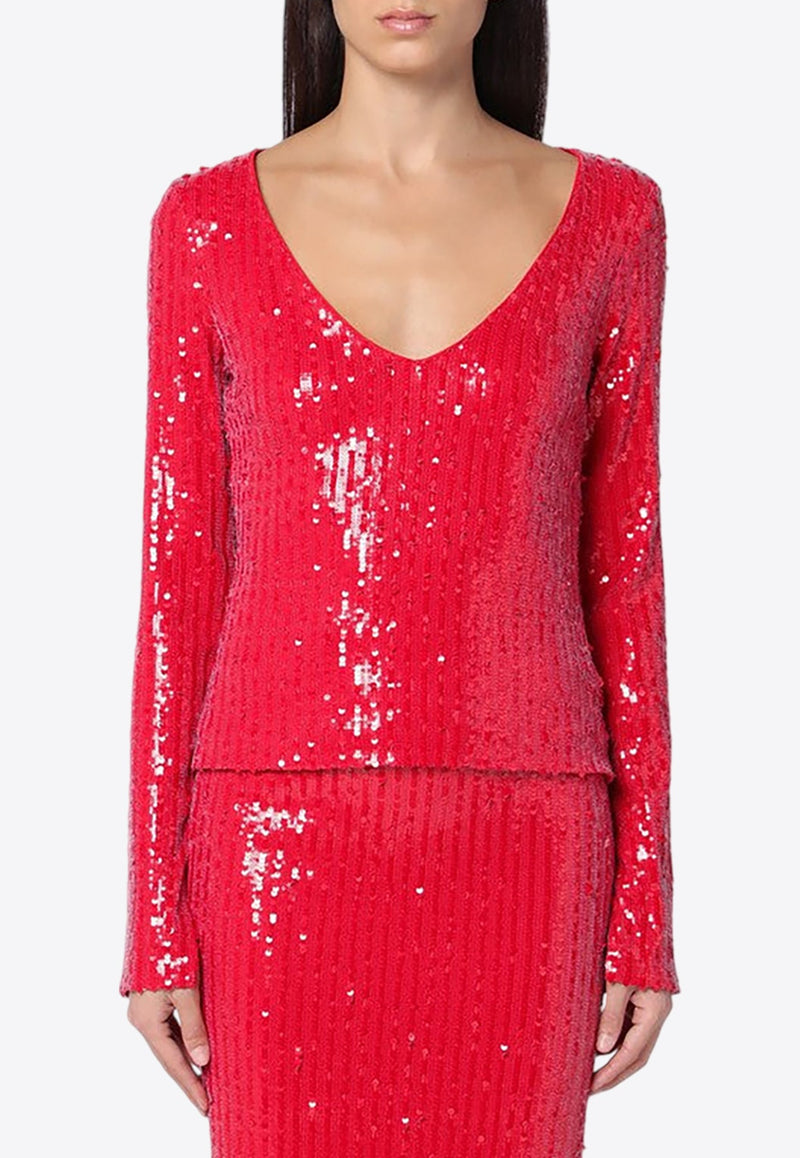 V-neck Sequined Top