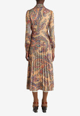 Leafy Paisley Print Midi Shirt Dress