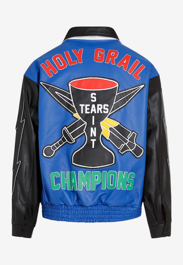 Holy Grail Varsity Jacket in Leather