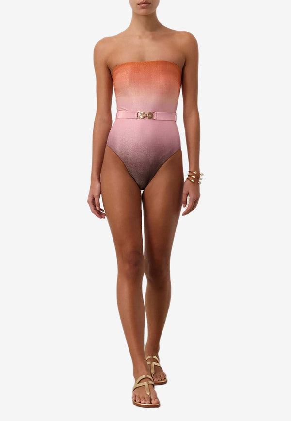 Metallic Bandeau One-Piece Swimsuit