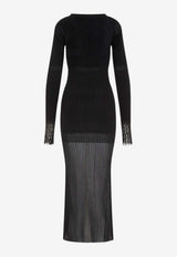 V-neck Midi Knitted Dress in Mohair Blend