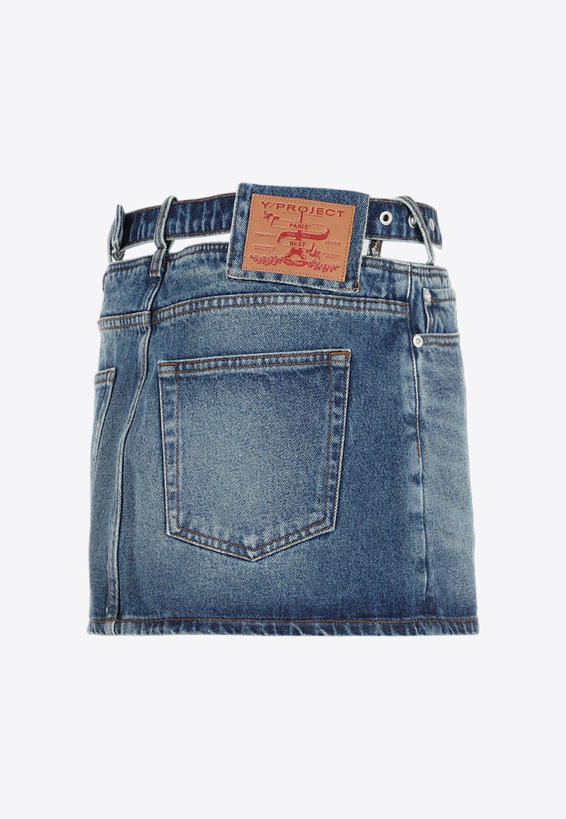 Evergreen Washed-Out Mini Denim Skirt