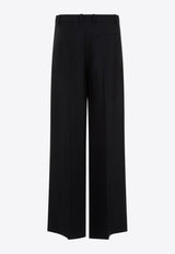 Straight-Leg Cut-Out Pants in Wool Blend