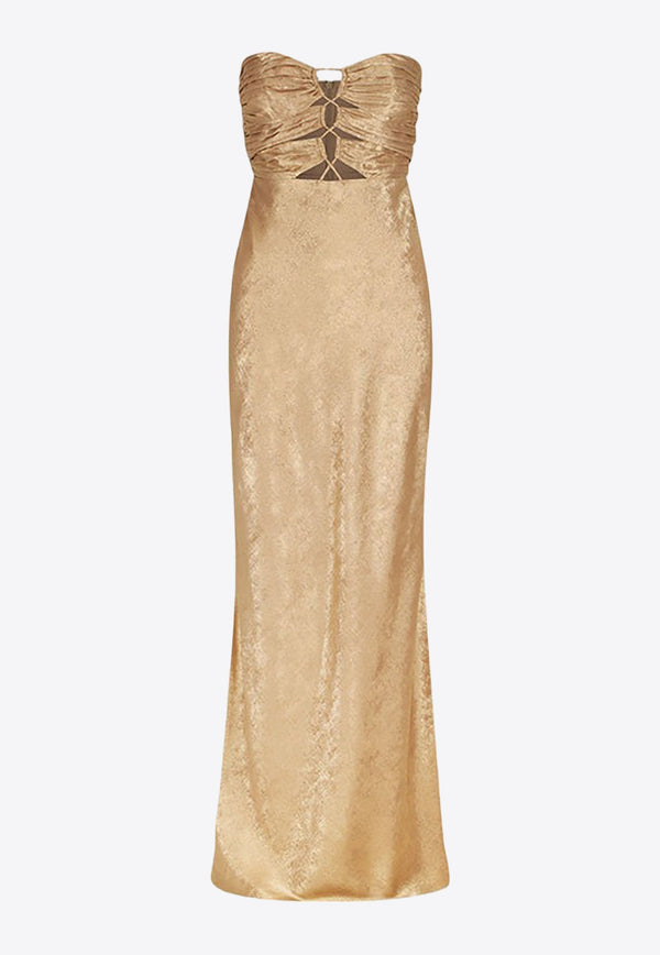 Royale Metallic Satin Strapless Maxi Dress