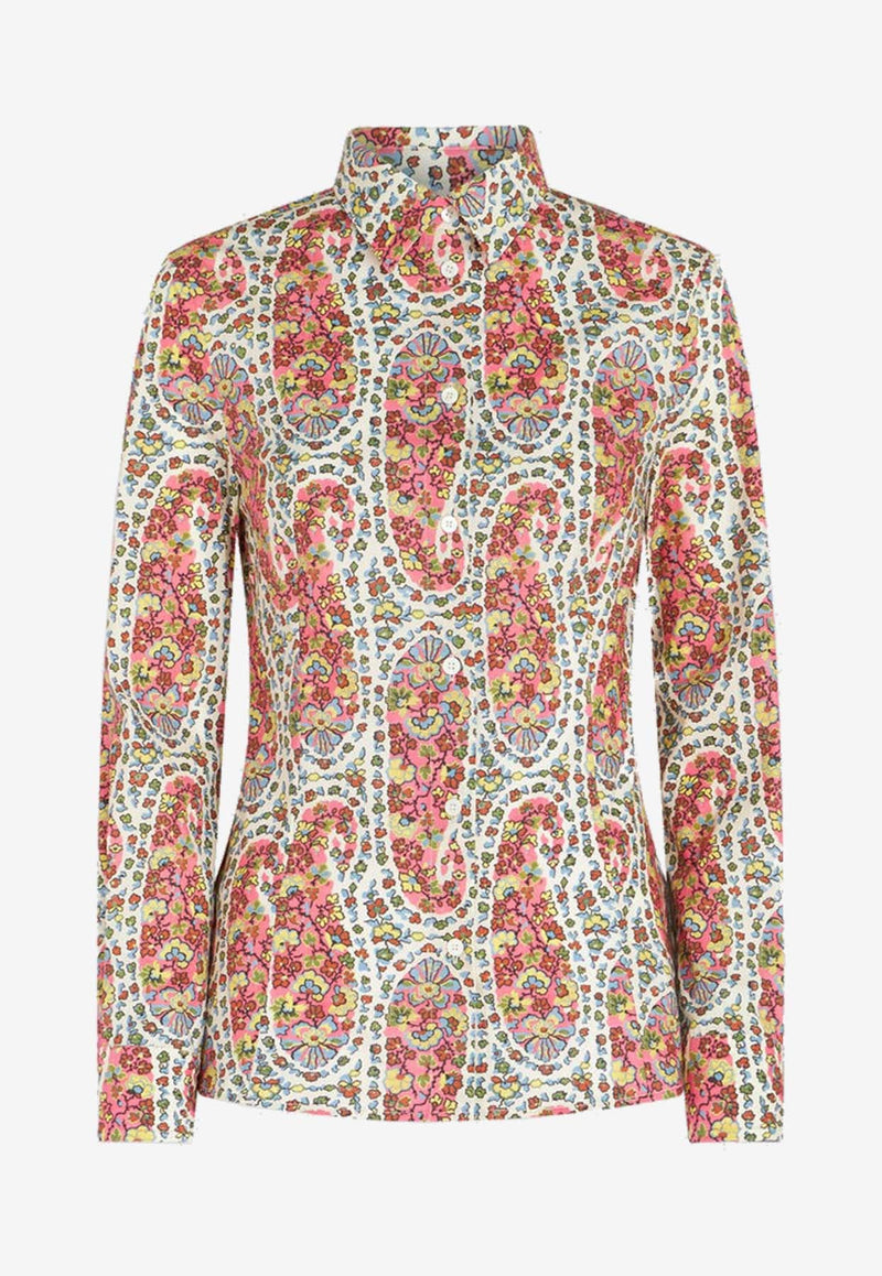 Floral Print Long-Sleeved Shirt