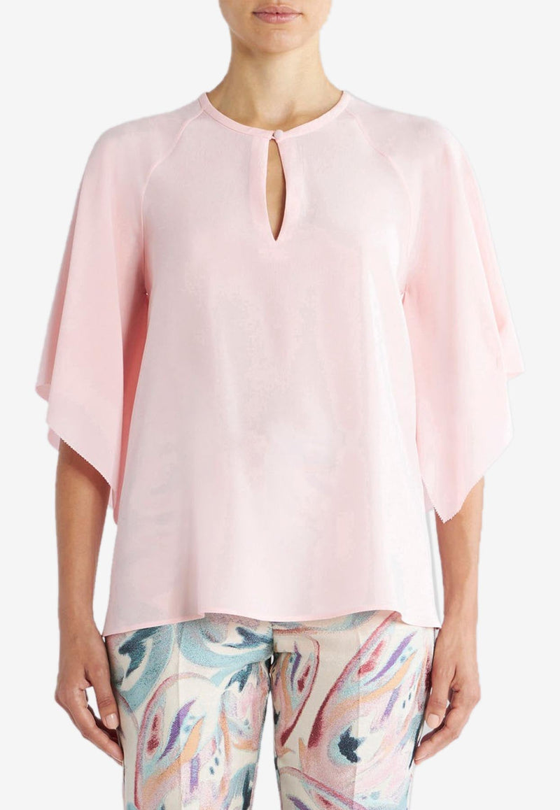 Batwing-Sleeved Silk Top