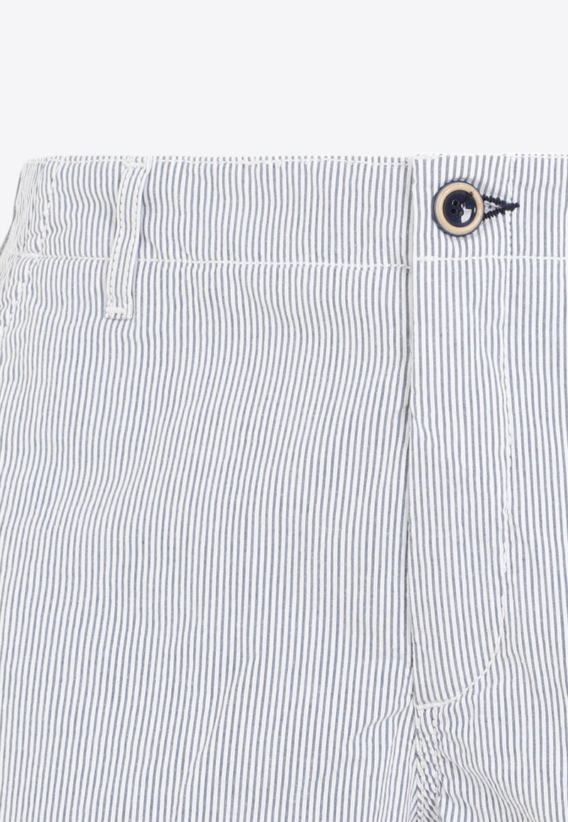 Logo-Patch Striped Bermuda Shorts