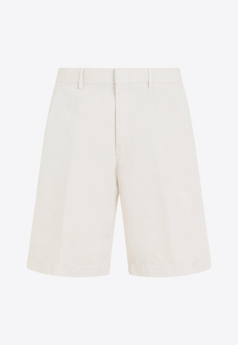 Basic Linen-Blend Tailored Shorts