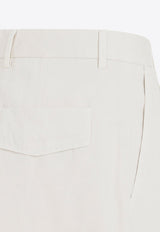 Basic Linen-Blend Tailored Shorts