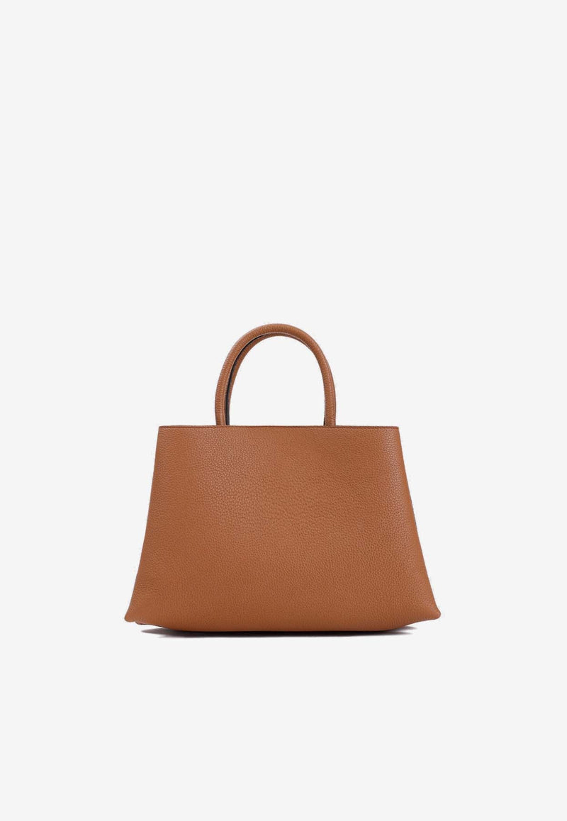 Small T Timeless Grained Leather Top Handle Bag