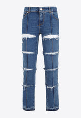 Low-Rise Distressed Jeans