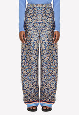 High-Waist Jacquard Silk Pants