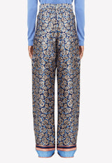 High-Waist Jacquard Silk Pants