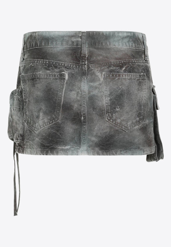 Fay Camouflage Denim Mini Skirt