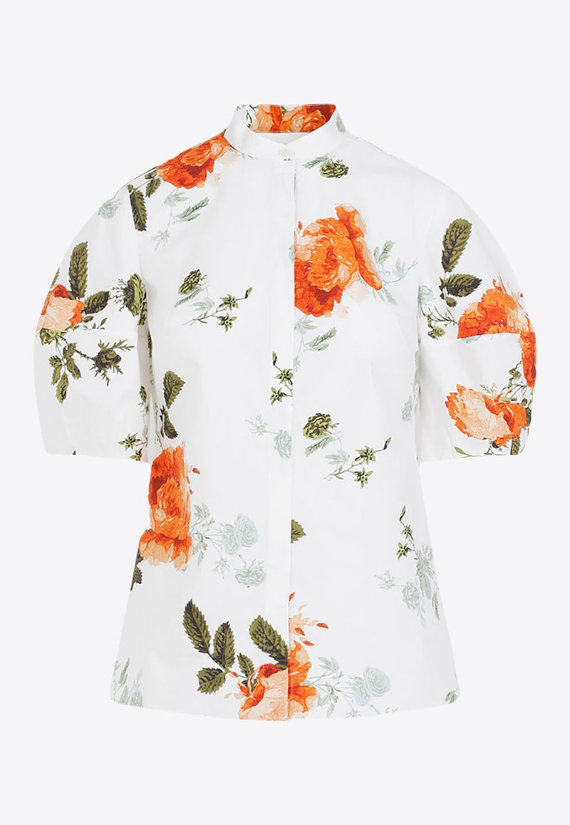 Floral Print Short-Sleeved Blouse