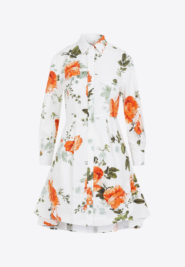 Floral Print Mini Shirt Dress