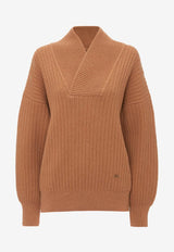 Shawl-Neck Knitted Sweater