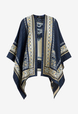 Scarf-Print Cape in Silk Blend