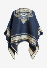 Scarf-Print Cape in Silk Blend